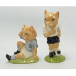 Beswick Footballing Felines figuires: Mee' ouch and Dribble with certs(2)