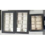 Three leather watch display boxes: