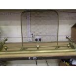 A quality heavy brass fire fender (133cm wide): together with a brass fire screen (2).