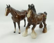 Beswick Cantering Shire Horse 975 & Mare(2)
