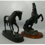 Beswick Black Beauty & Resin Figure of Black Rearing Horse(2)