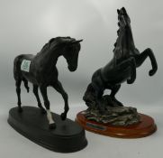 Beswick Black Beauty & Resin Figure of Black Rearing Horse(2)