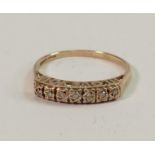 Ladies 9ct Gold Dress Ring: set with diamond stones, 1.5g, size K/L
