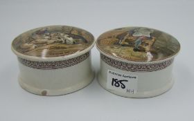 Two Pratt ware lidded pots: