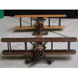 Two wooden model bi planes: ( 1 A/F)