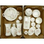 A large collection of Royal Doulton Floral Mystic Dawn Patterned Vases Planters & Ornaments(2 trays)