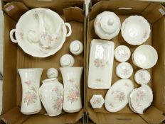 A large collection of Royal Doulton Floral Mystic Dawn Patterned Vases Planters & Ornaments(2 trays)