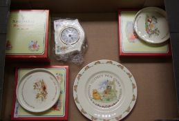 A collection of Royal Doulton Bunnykin table ware : to include Golden Jubilee plate, two 65th