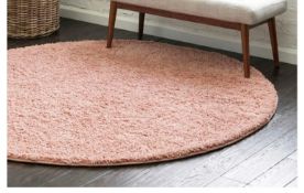 A brand new 'Unique Loom' branded rug: Zermatt Shag pink 155cm x 155cm Round.