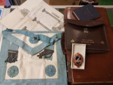 An interesting group of Masonic items to include: silver and enamel Grandmaster Masons Medal awarded