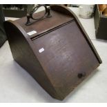 Early 20th Century oak coal box: with original liner to interior.