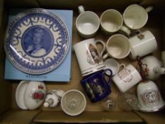A collection of Royal commemorative ware: including Wedgwood plates, tankards, mugs etc (1 tray).