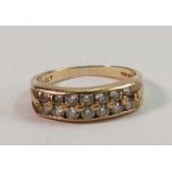 Ladies 9ct Gold Dress Ring: set with white stones, 2.9g, size N/O