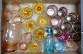 A collection of Coloured Glass ware: