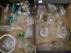 A collection of glass ware to include: decanters, glasses, paperweight, bottles vases etc ( 2 trays)