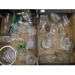 A collection of glass ware to include: decanters, glasses, paperweight, bottles vases etc ( 2 trays)