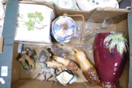 A mixed collection of items to include: large Westfield Art Pottery planter, H&K biscuit barrel,