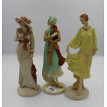 3 x Royal Doulton classique figures: Bethany CL3987, Vannessa CL3989 & Harriott CL3998 (feathers and