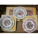A collection of Brambly Hedge plates: to include The snow ball, spring, summer, winter, autumn,