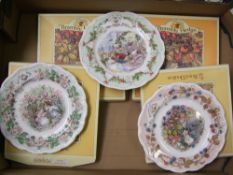A collection of Brambly Hedge plates: to include The snow ball, spring, summer, winter, autumn,
