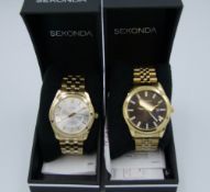 Two Boxed Sekonda Gold Plated Watches: links removed but present, RRP £129 purchased by vendor as