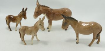 Beswick Donkeys 2267a: 1364B and two donkey foals 2110 (4)