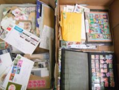 A collection of stamp albums and first day covers: and loose stamps ( 2 trays)