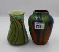 Minton Secessionist vase: (damage to top rim and hairline cracks) together with an Art pottery dip