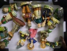 A collection of hand painted figurines by A M Copper: to include birds, lady figures etc ( 1 tray )