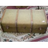 An early 20th century steamer trunk: 90cm x 49cm.