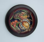 Framed Moorcroft coaster in the Pleviana design: dated 2003