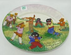 Joan Allen golly oval plate: The chums play a very friendly jolly game before tea time. 36cm