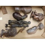 A good collection of vintage African hand carved busts and figures: (1 tray).