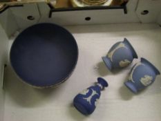 Wedgwood jasper ware : to include Queens blue footed fruit bowl, vases etc