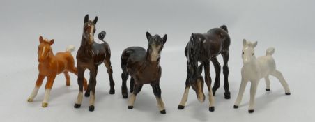 Beswick Foals to include: Young Spirit 2839,Arab Foal 1407, Shetland Foal, Grey 997 & Palomino 997(