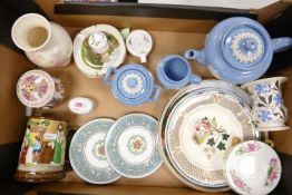 A mixed collection of items to include: Wedgwood Plates, Vases, Jasper Ware Tea Srvice, decorative