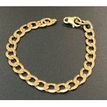 9ct gold curb bracelet: Length 22cm (clasp broken), total weight 18.6 grams