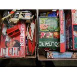 A collection of mixed board games: playing cards, yacht, 3d view master etc (2 trays)