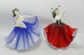 Royal Doulton lady figures to include Karen : HN2388 and Elaine HN2791 (2)