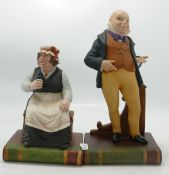 Aynsley Dickens Series Figures: Mr Micawber & Mrs Gamp, Bill Sykes and Pickwick seconds(4)