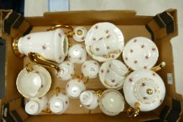A collection of Luborn Floral & Gilt Tea & Coffee ware: including teapot & coffee pot, 32 pieces