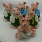 Six Mix Matched Wade Natwest Pig Money boxes(6):