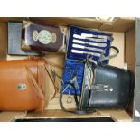 A mixed collection of items to include: 2 pairs of binoculars (1 Zenith branded), brass bound