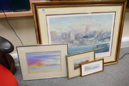 Large Limited Edition Print of Greater Pittsburgh: together with John B Aragon Watercolour titled