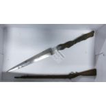 WWII period London blitz shrapnel paper knife: Engraved London Blitz 1940 - 41, 28cm long,