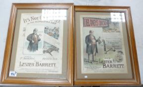 Two Framed Music Hall Song Book Covers: The Inconbustible Duck & Delaneys Chicken