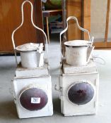 Two Vintage Railway Lamp: height of tallest 53cm(2)