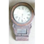 Inlaid Edwardian Drop Dial Wall Clock: length 72cm