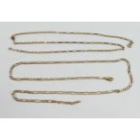 Two x long 9ct hallmarked gold neck chains: weight 7.7g, and measuring 53cm & 49cm long appx. (2)