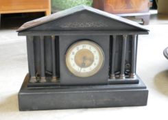 Large Slate Fireplace Mantle Clock: length 42cm